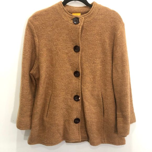 Ruby Rd. Jackets & Blazers - Ruby Rd. Boho Tan Button Front Wool Jacket Medium